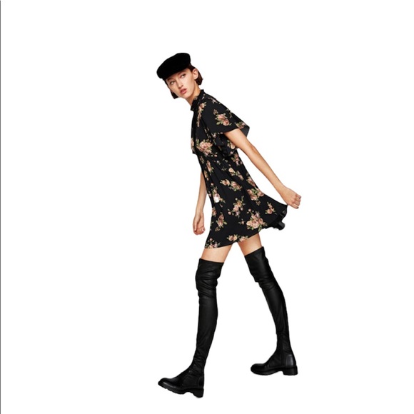 Zara Floral Mini Dress with Bow NWT - Picture 3 of 8